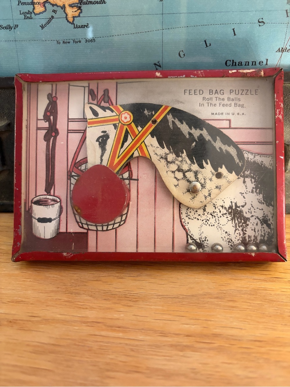 1930s Feed Bag Puzzle Handheld Dexterity Game Toy Authentic Rare Antique